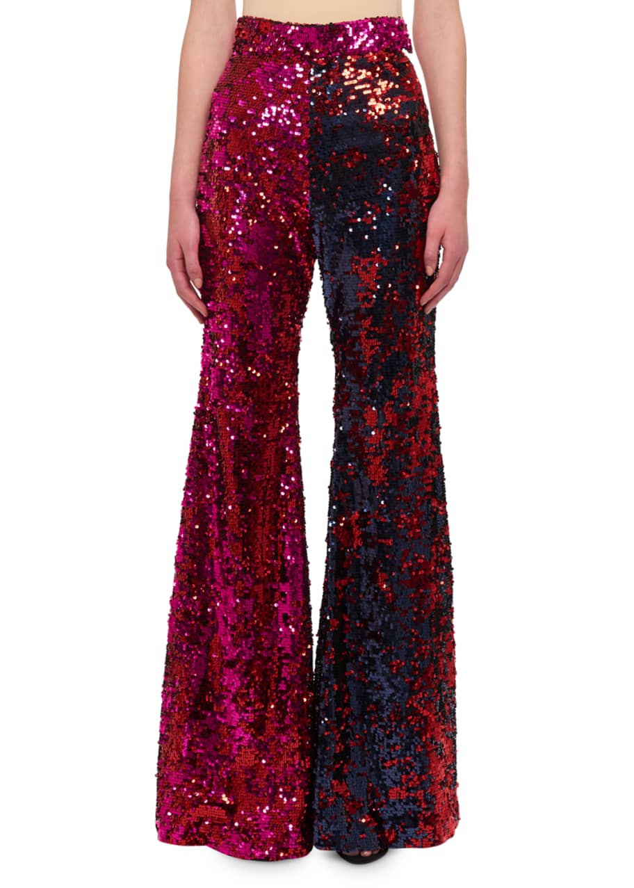 Halpern High-Waist Flared-Leg Sequin Pants - Bergdorf Goodman