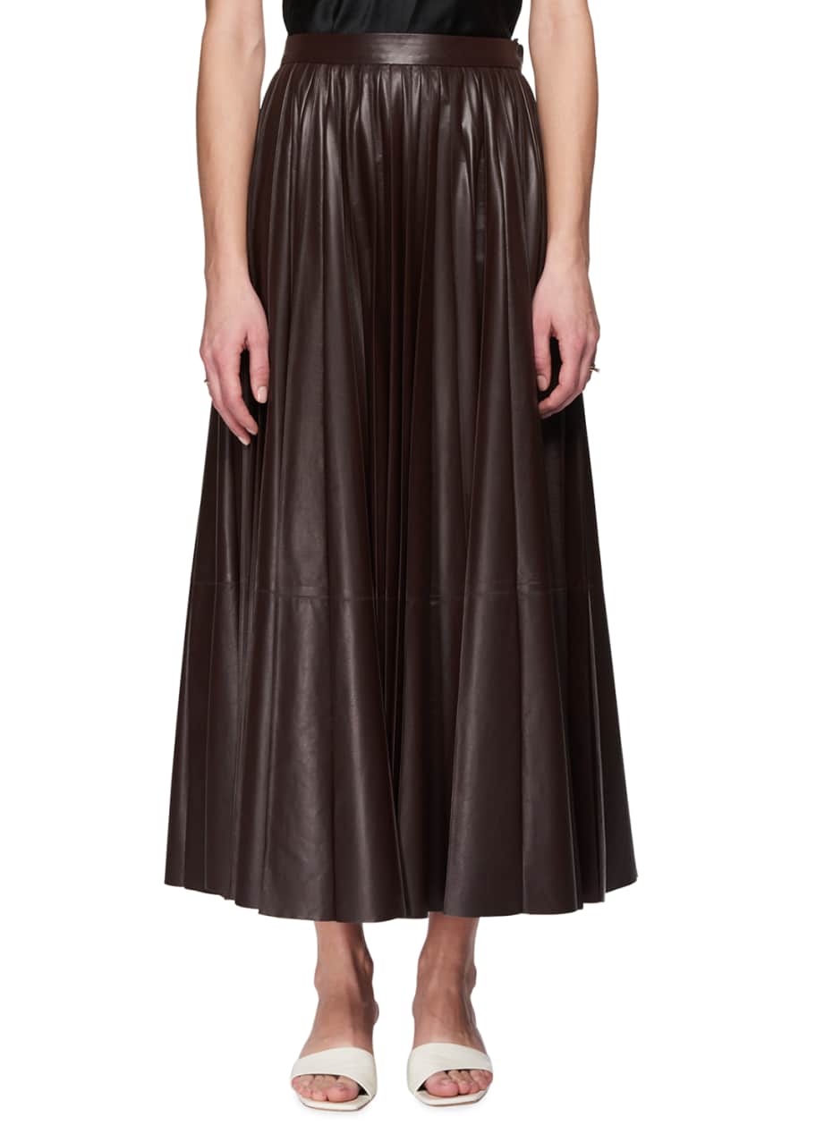 THE ROW Vaileen A-Line Long Lambskin Leather Skirt - Bergdorf Goodman