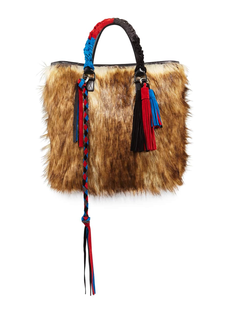 Image 1 of 1: Tassel Furry Crossbody Tote Bag