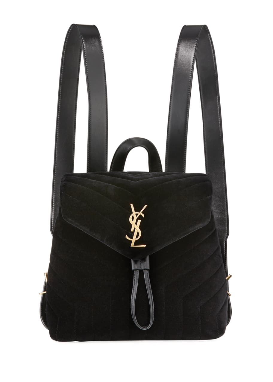 Saint Laurent Monogram YSL Loulou Small Y Quilted Suede Backpack