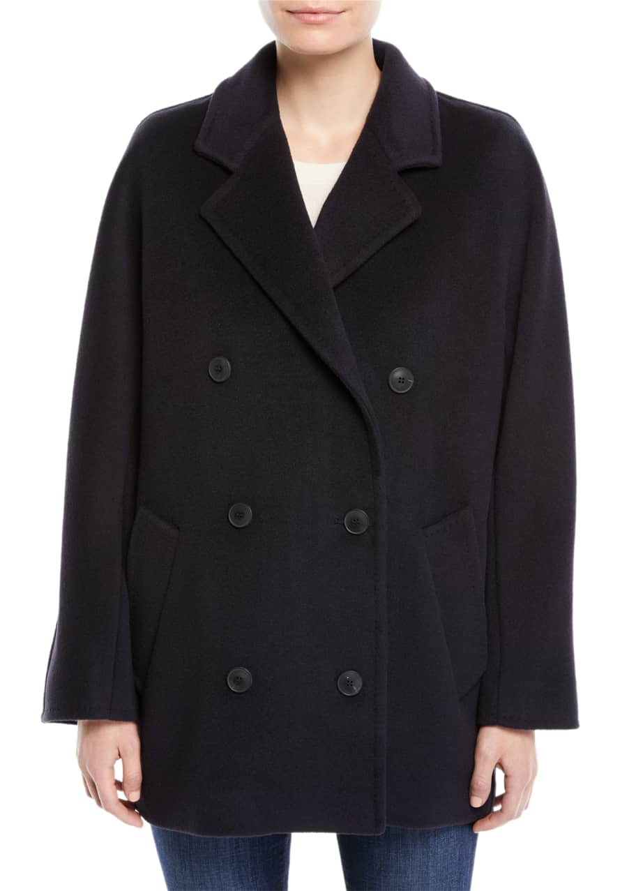 Maxmara Gastone Double Breasted Camel Wool Short Pea Coat