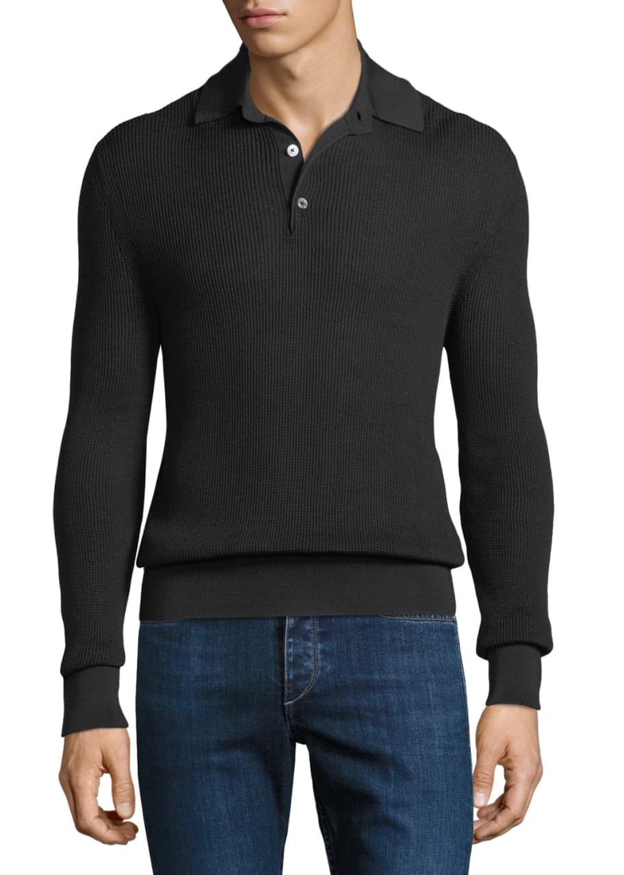Men's waffle knit outlet polo shirt