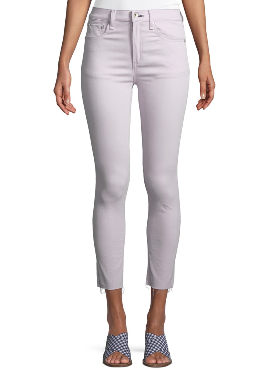Image 1 of 1: Raw-Edge High-Rise Ankle Skinny Jeans