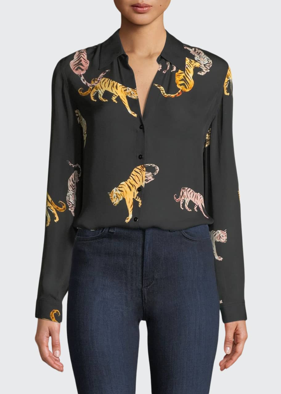 Lagence Nina Tiger Print Silk Blouse Bergdorf Goodman