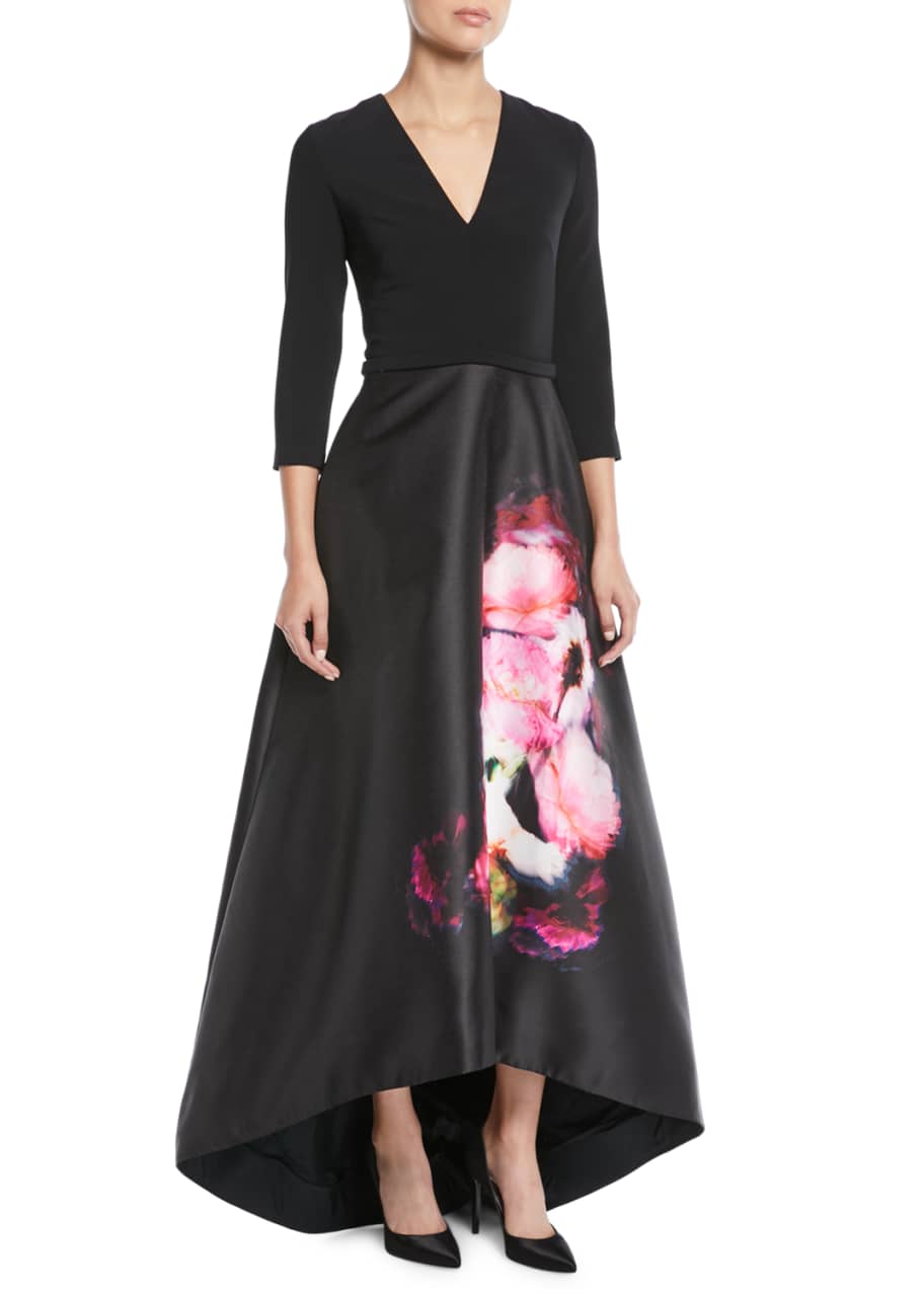 Theia High-Low Ball Gown w/ Flower Skirt - Bergdorf Goodman