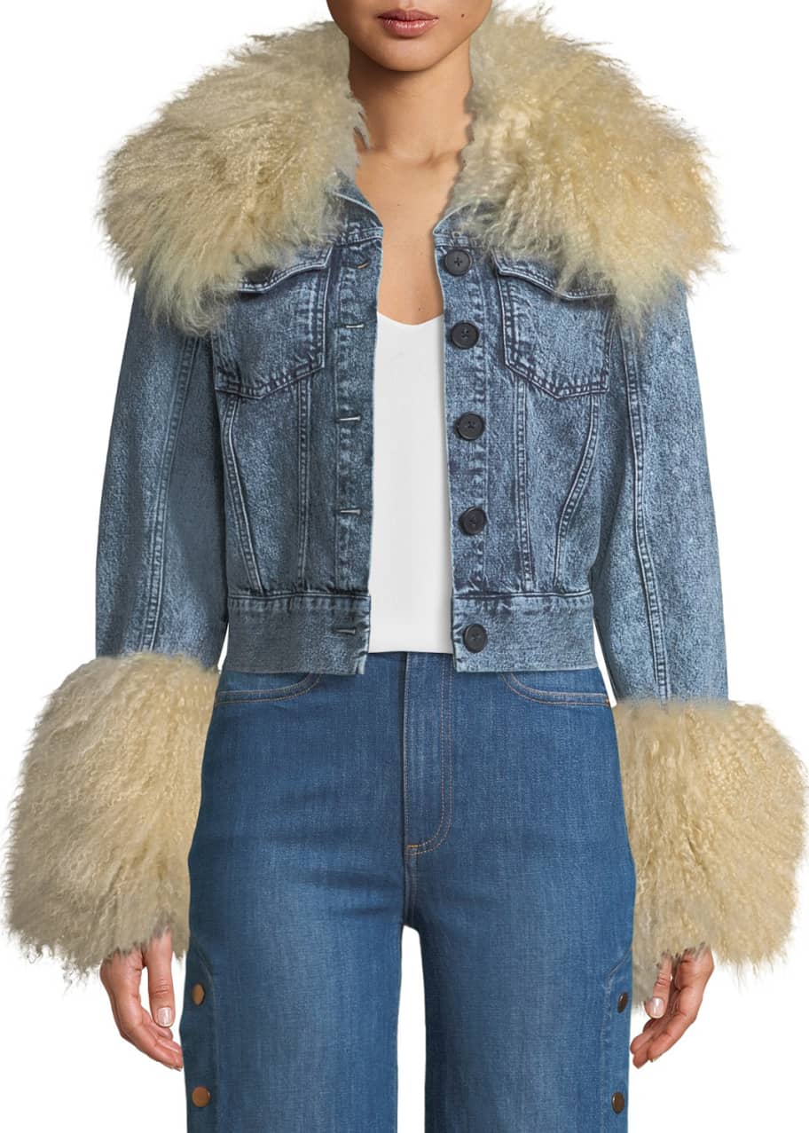 Sheep fur outlet denim jacket