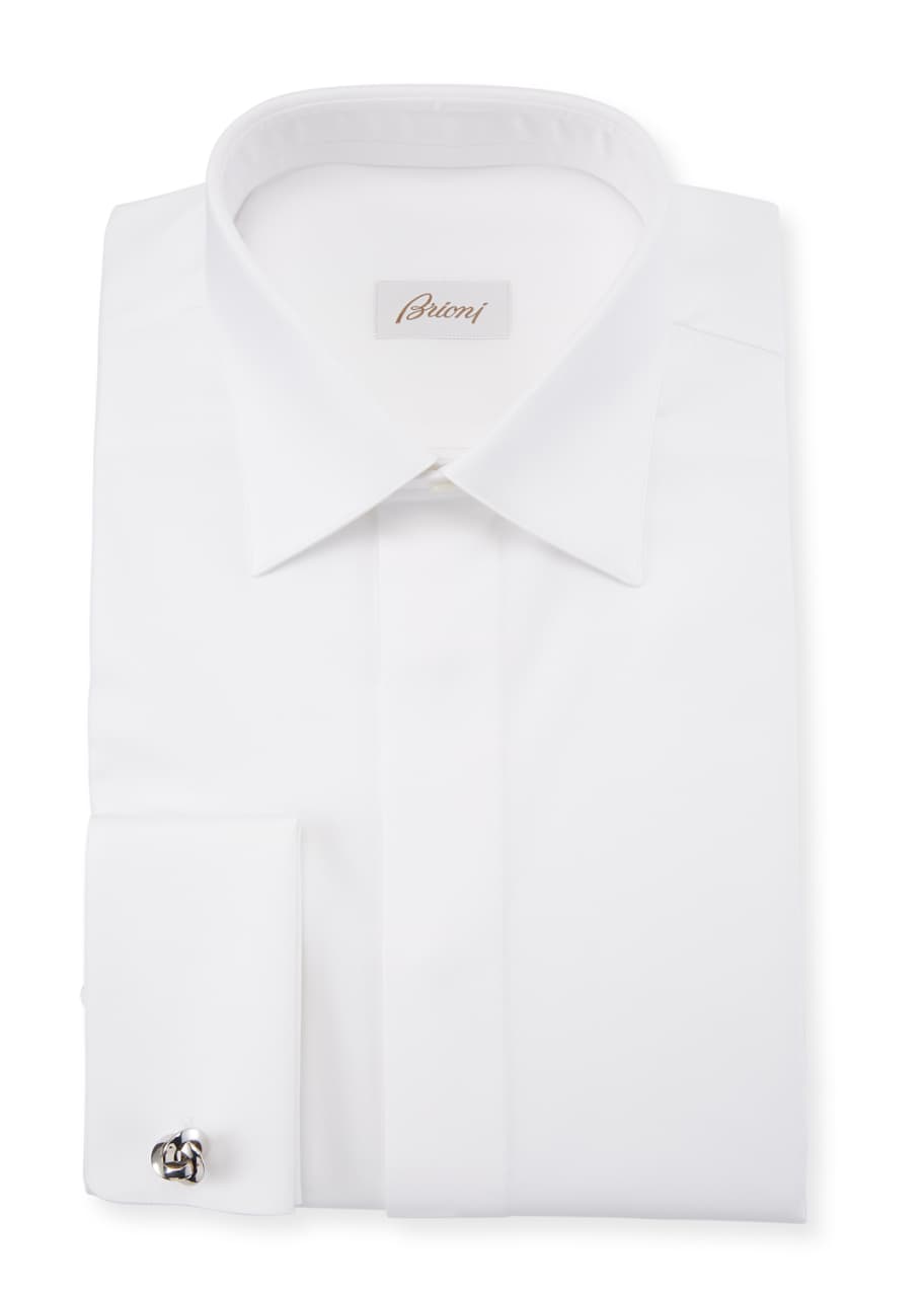 Image 1 of 1: Men's Geometric-Weave French-Cuff Formal Shirt