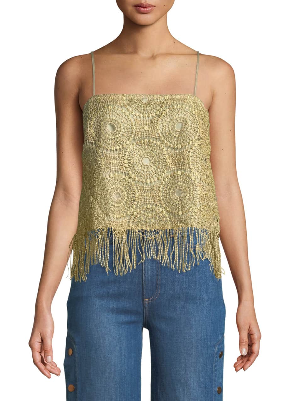 Ramy Brook Malena Crochet Fringe Cami Top Bergdorf Goodman