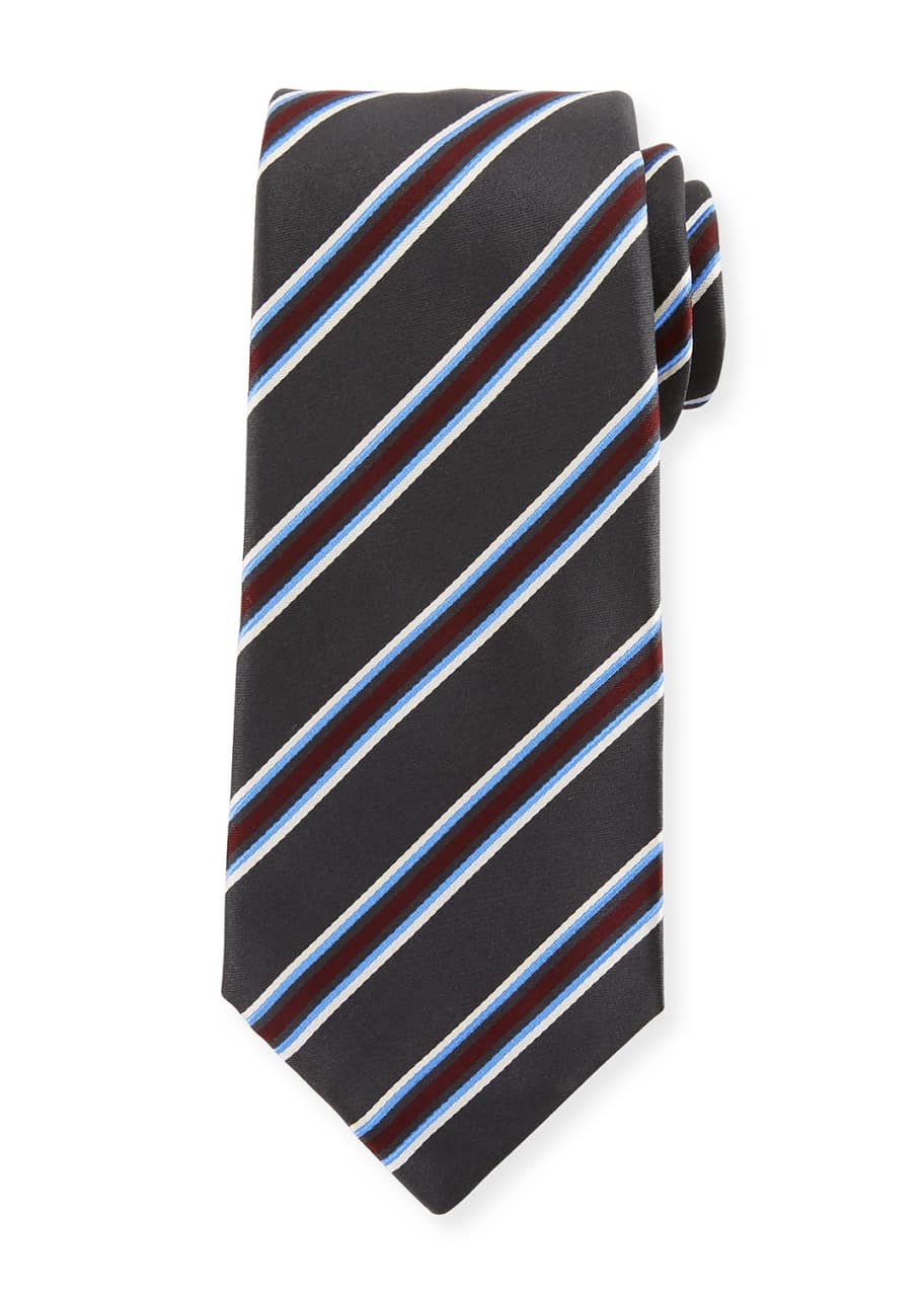 Image 1 of 1: Framed Satin Stripe Tie, Gray