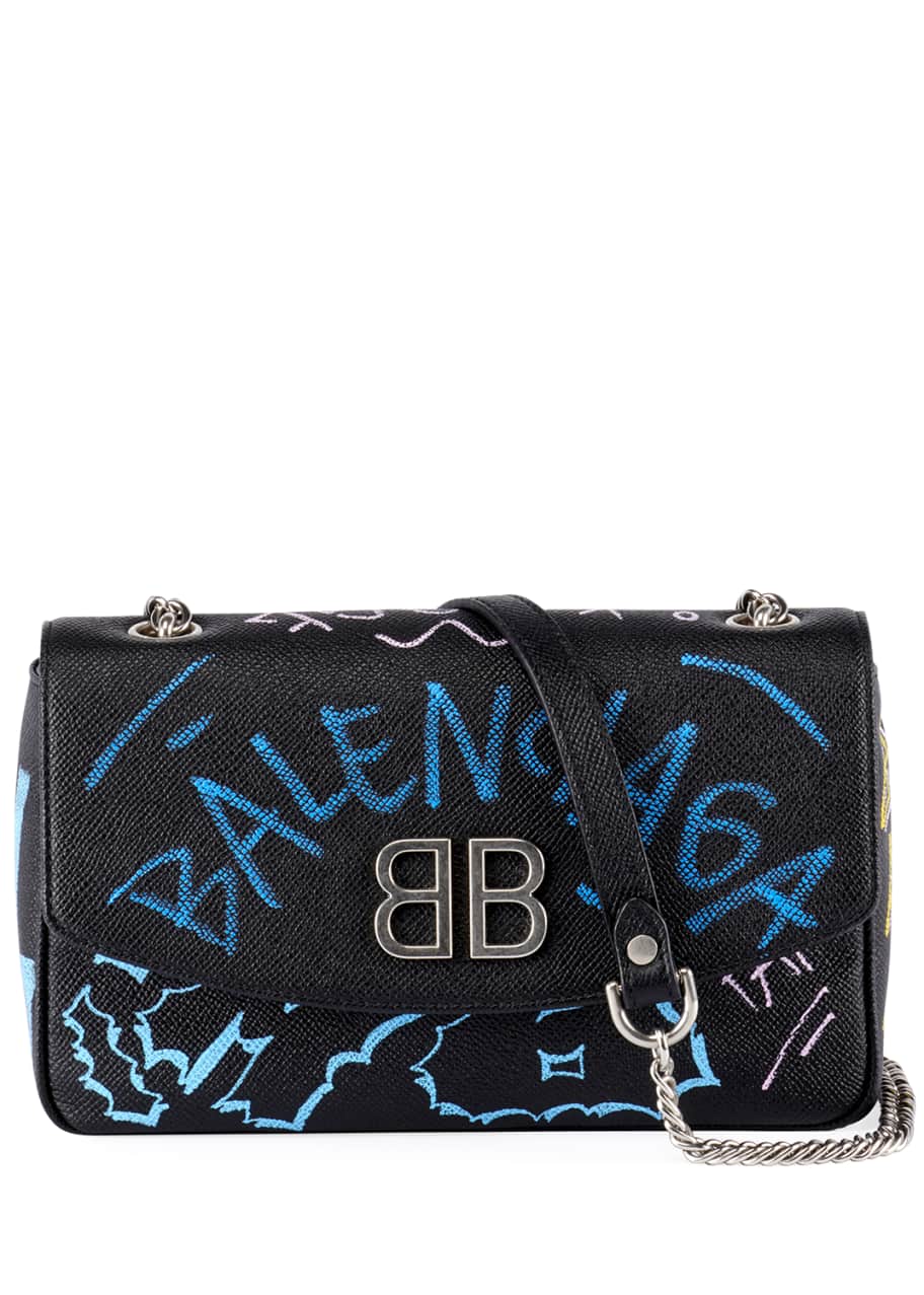 Balenciaga BB Graffiti Leather Wallet on Chain Bergdorf Goodman