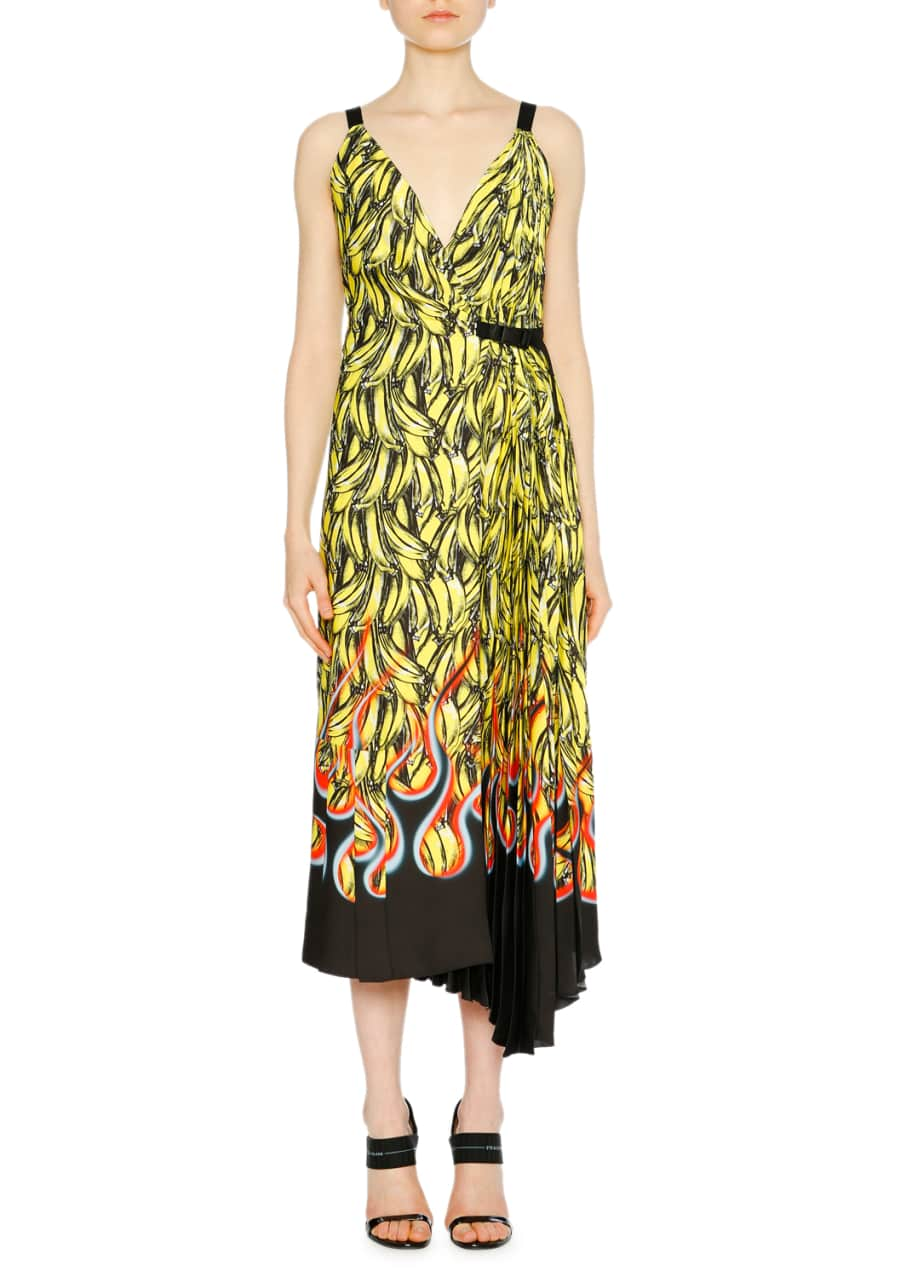 Prada Banana Flame Sleeveless Wrap Dress - Bergdorf Goodman