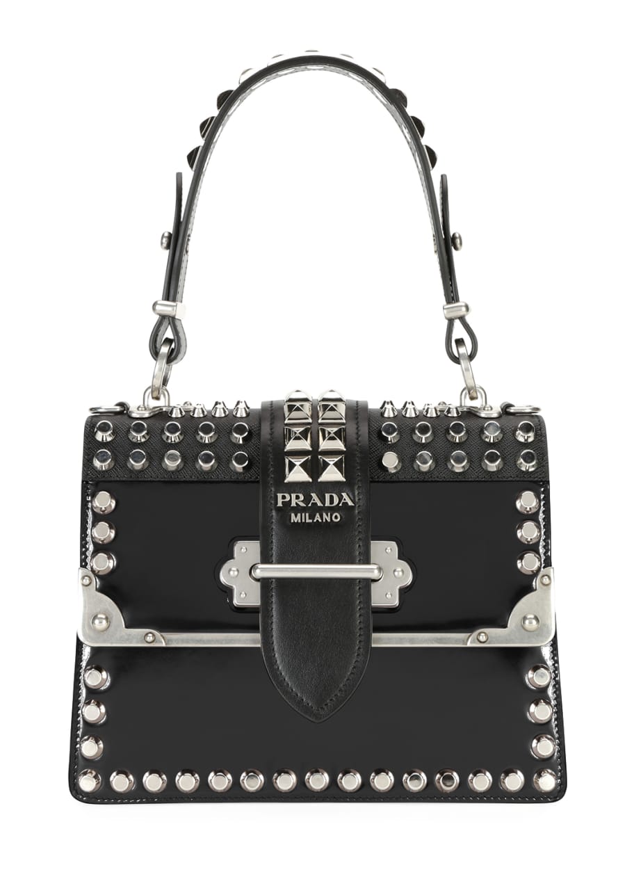 Prada Studded Mini Cahier Leather Crossbody Bag (SHG-JbVdFn) – LuxeDH