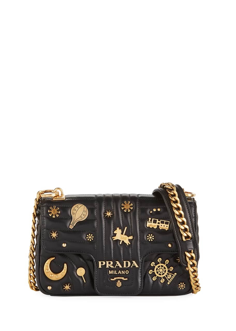 Prada Small Embellished Diagramme Shoulder Bag with Chain Strap