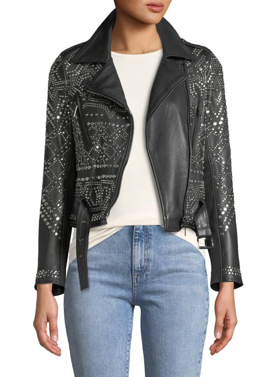 Nour hammour studded leather jacket discount