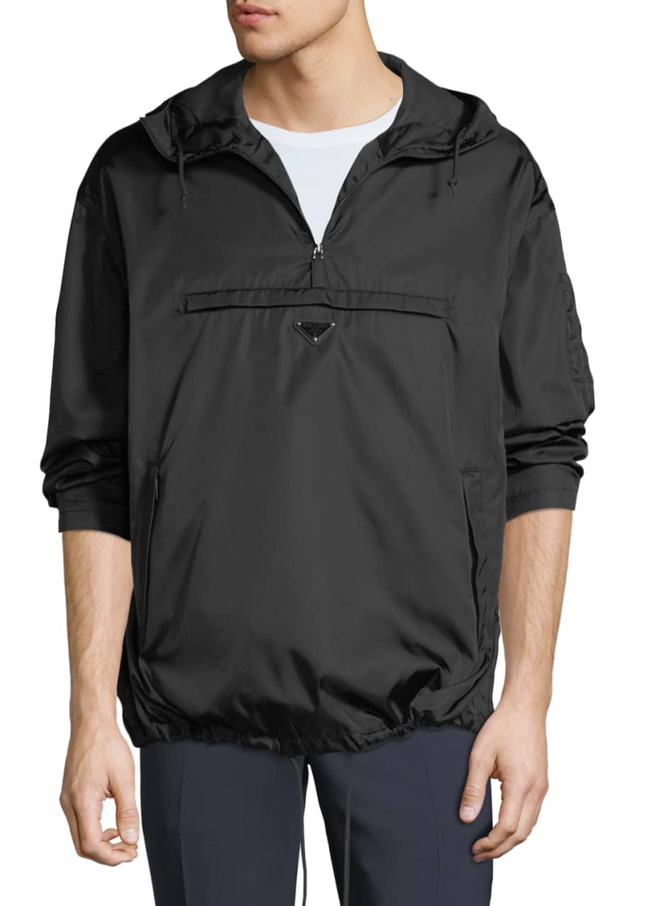 Prada Men's Nylon Quarter-Zip Pullover Coat - Bergdorf Goodman