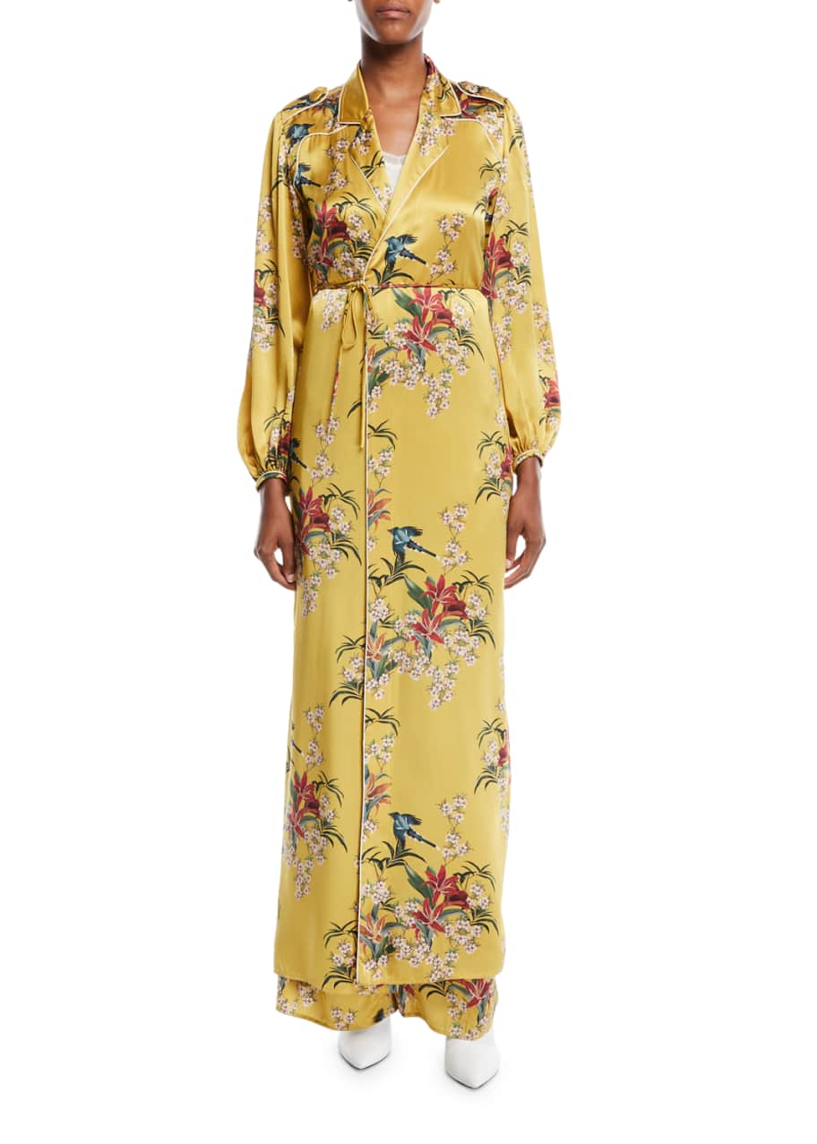 Wildflower satin kimono maxi discount dress