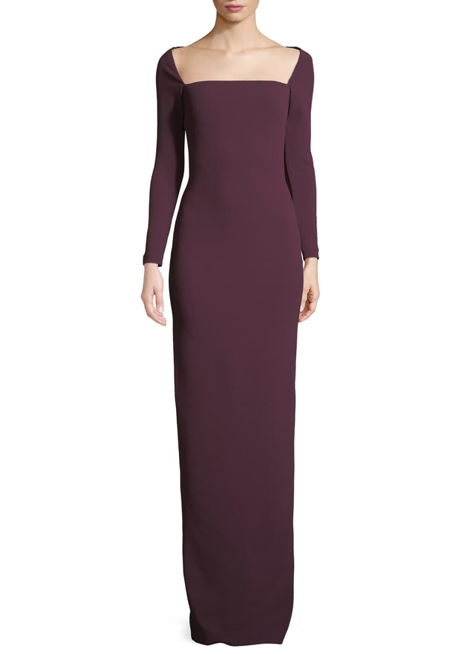 Lolita Bateau Neck Long Sleeve Column Evening Gown