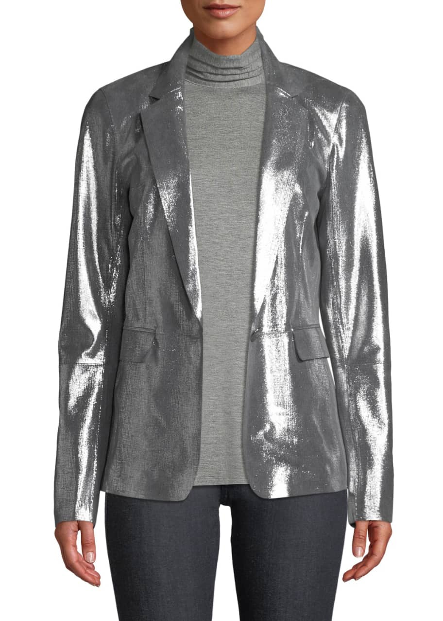 Image 1 of 1: Lydon Novelty Shimmer Suede One-Button Jacket
