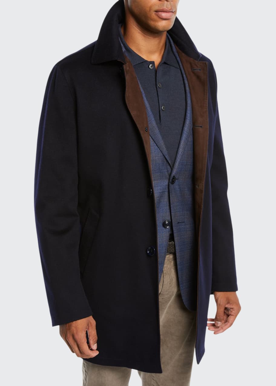 Mandelli Men's Cashmere Top Coat with Suede Detail - Bergdorf Goodman