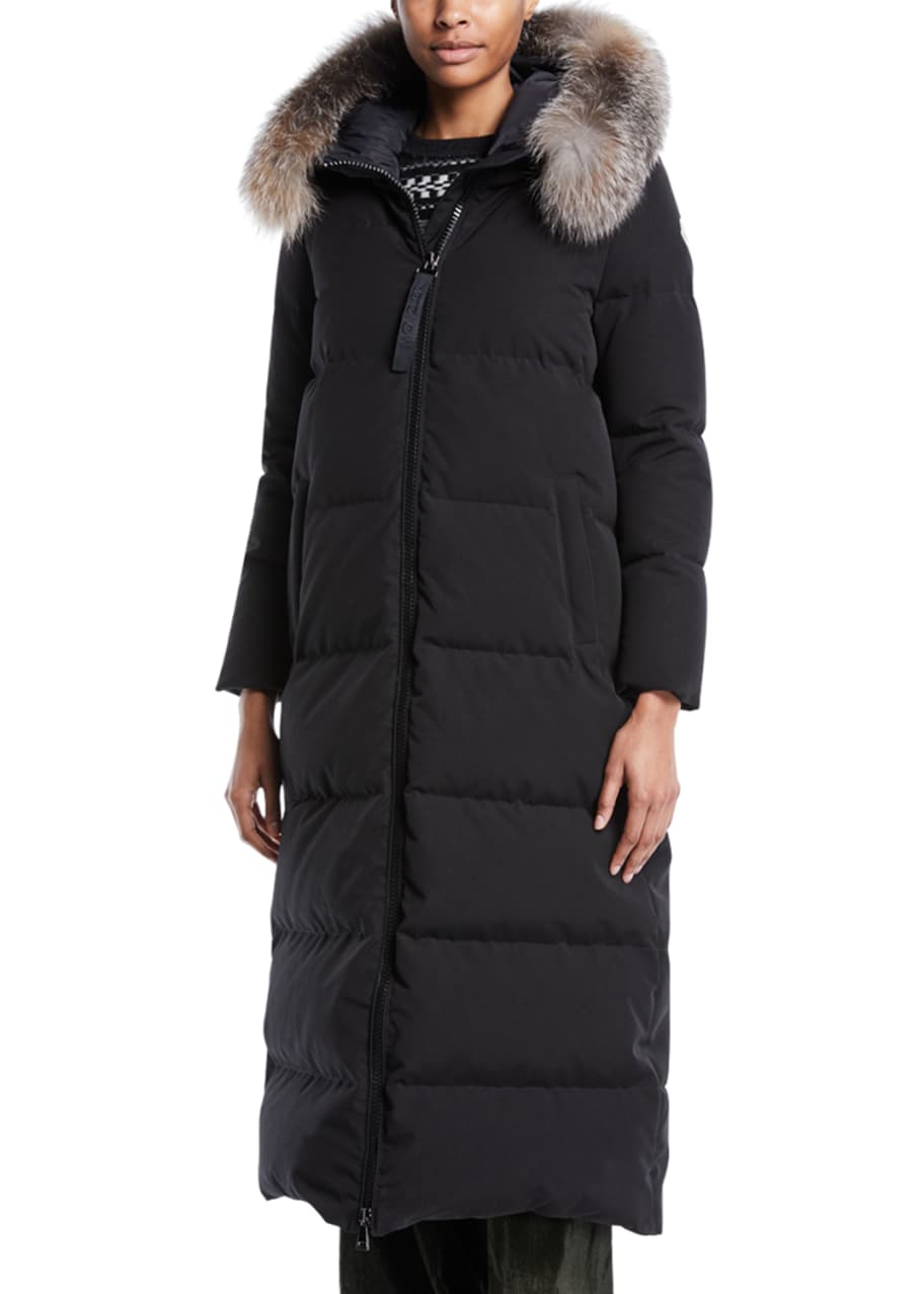Moncler black fur bernache down coat clearance