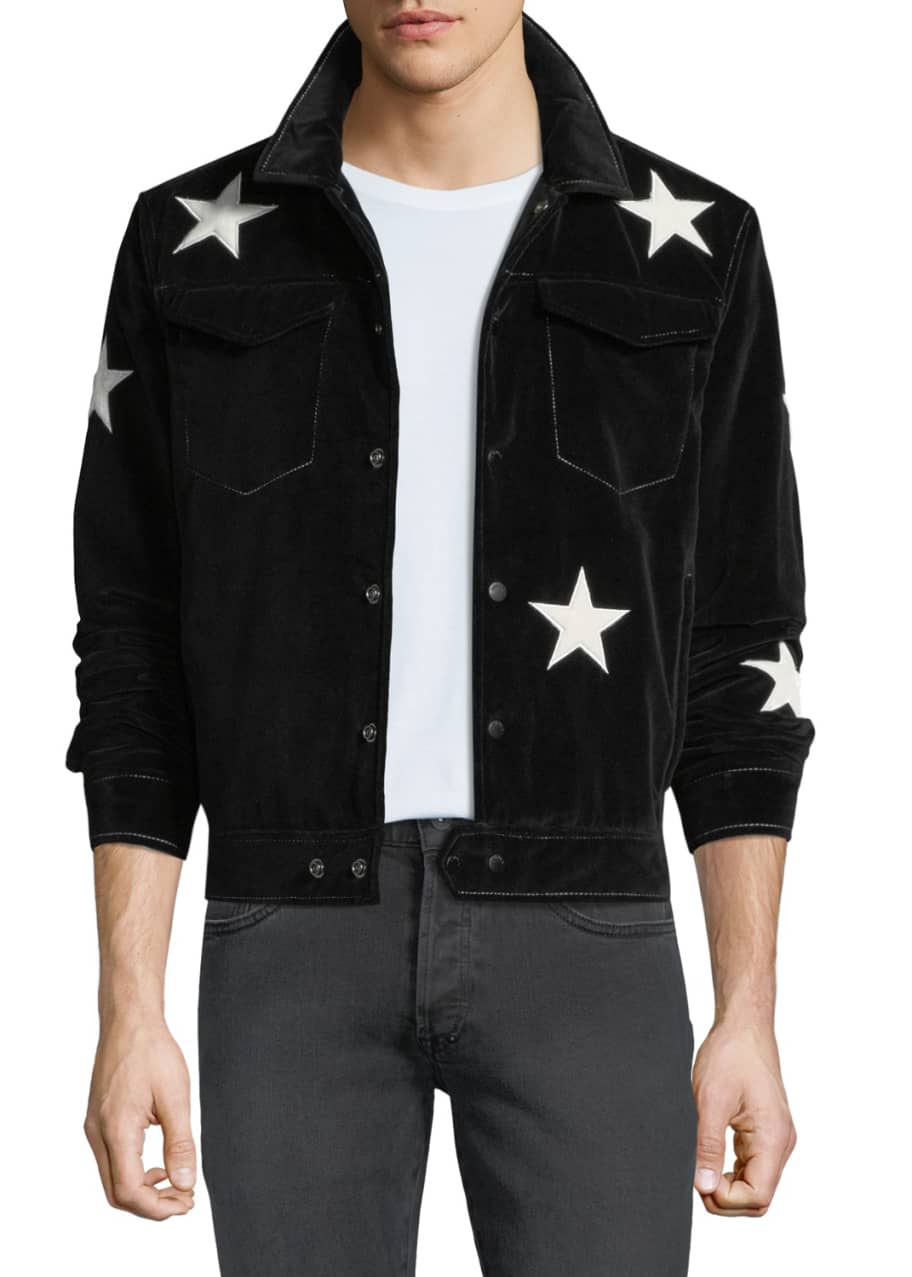 Image 1 of 1: Men's Star-Motif Snap-Front Jacket