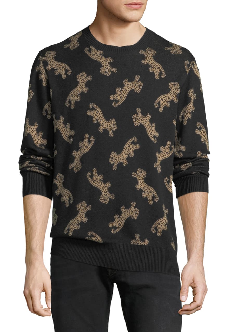 Ovadia Men s Leopard Jacquard Sweater Bergdorf Goodman