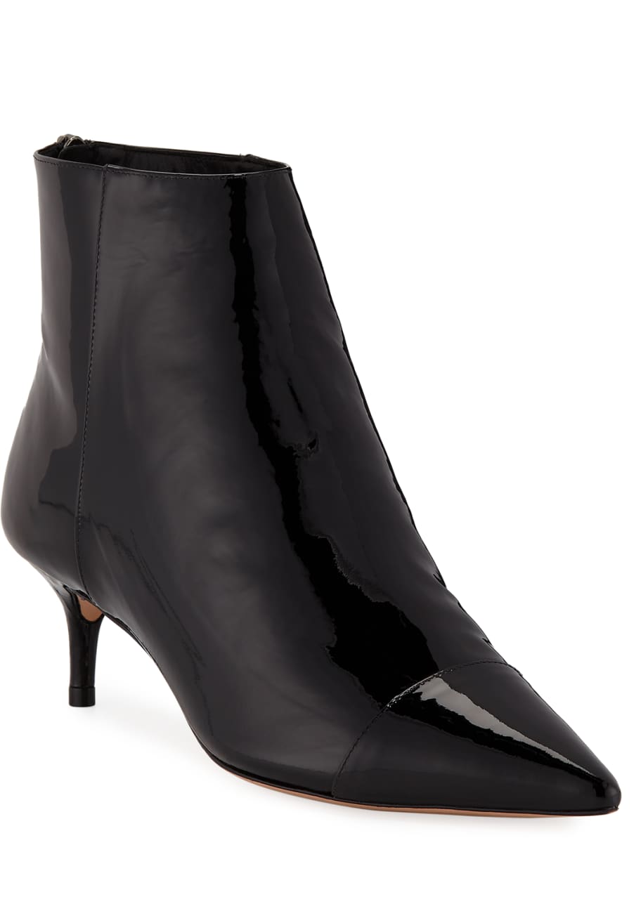 Image 1 of 1: Kittie Leather/Patent Point-Toe Booties