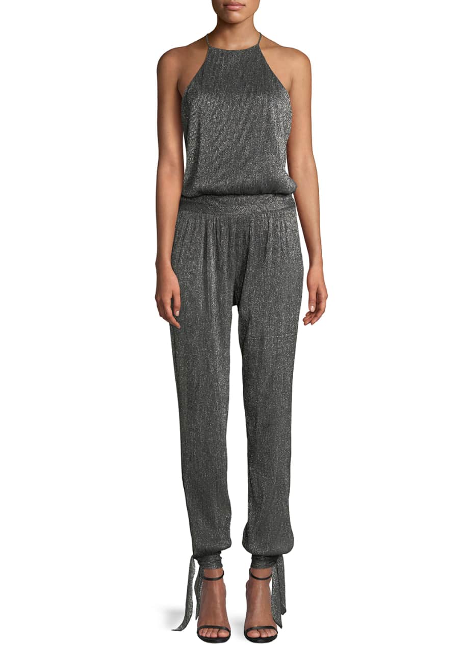 Halston heritage metallic jumpsuit cheap