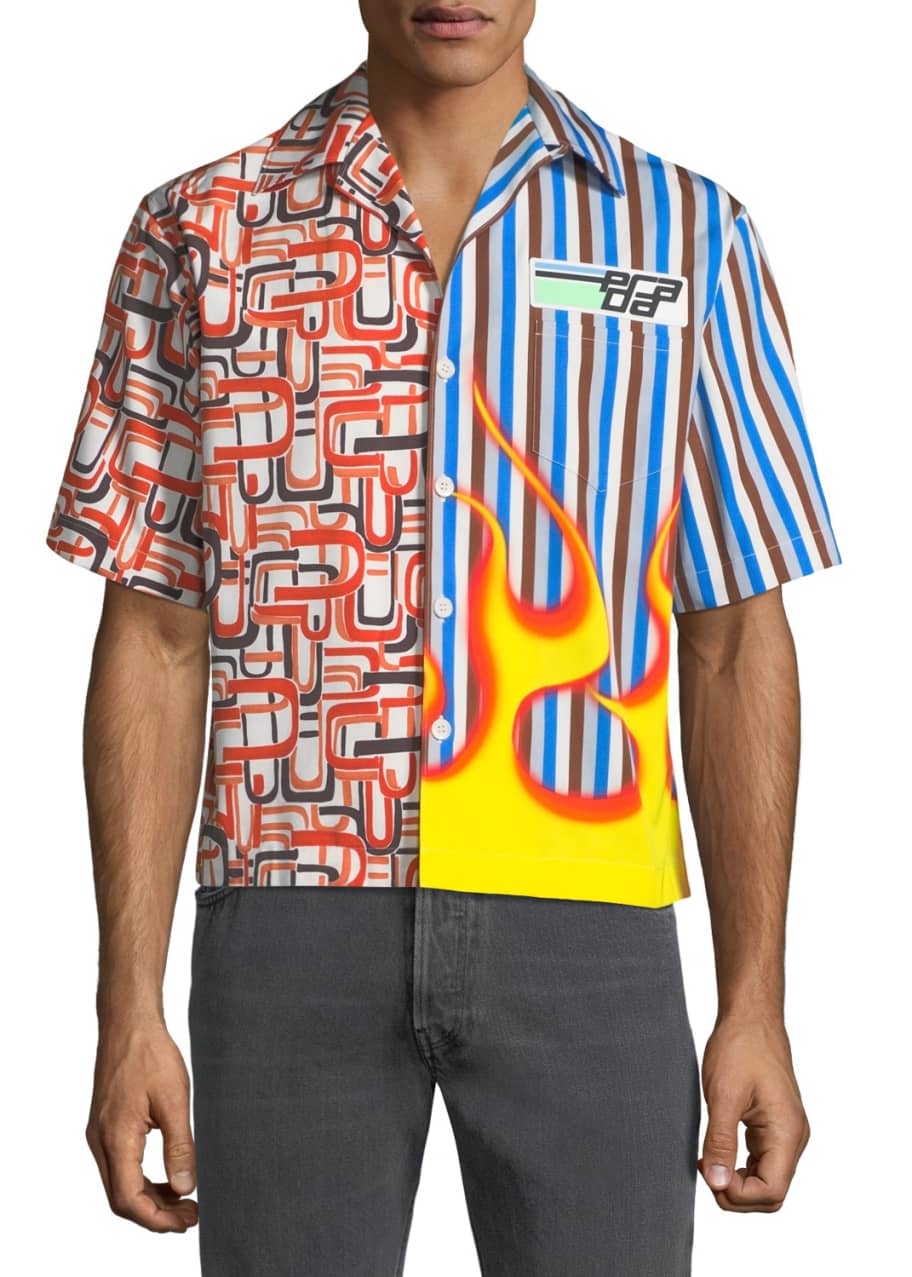 Prada Men's Two-Print Short-Sleeve Sport Shirt - Bergdorf Goodman