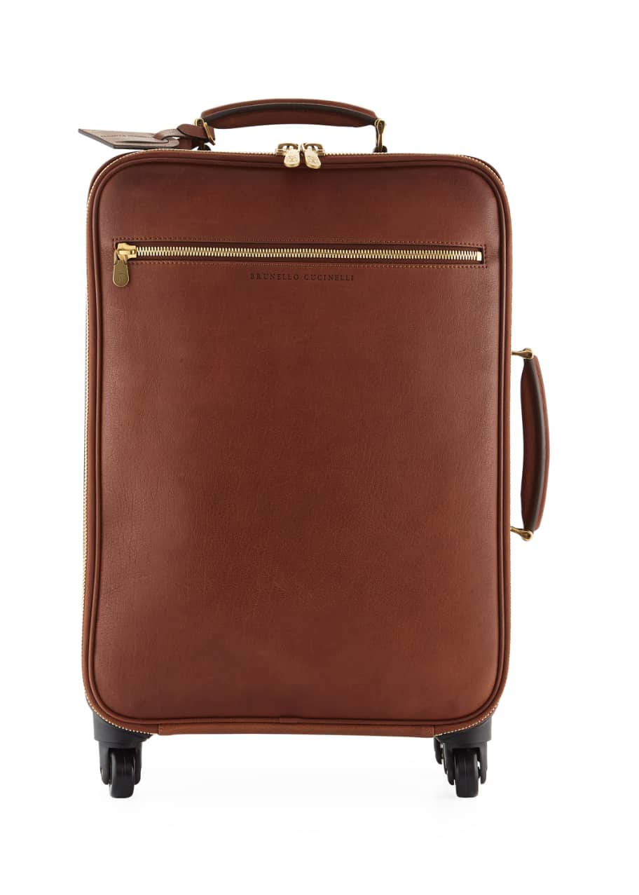 Brunello Cucinelli Men's Leather Wheeled Carryon Suitcase Luggage ...