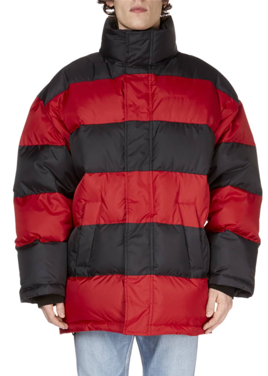 Striped outlet puffer coat