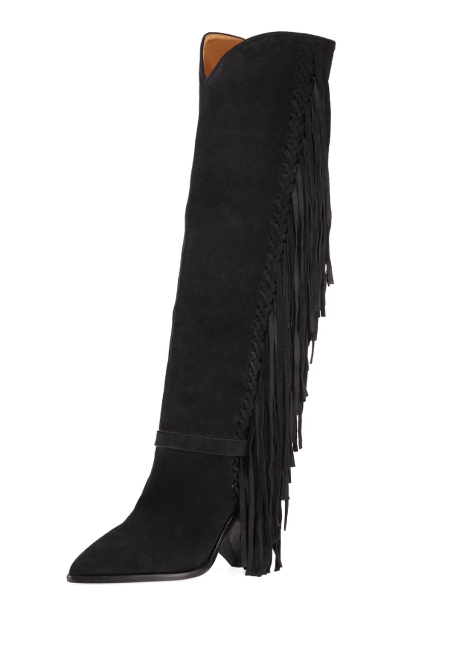 Marant Lenston Tall Knee Boots with Fringe - Bergdorf Goodman