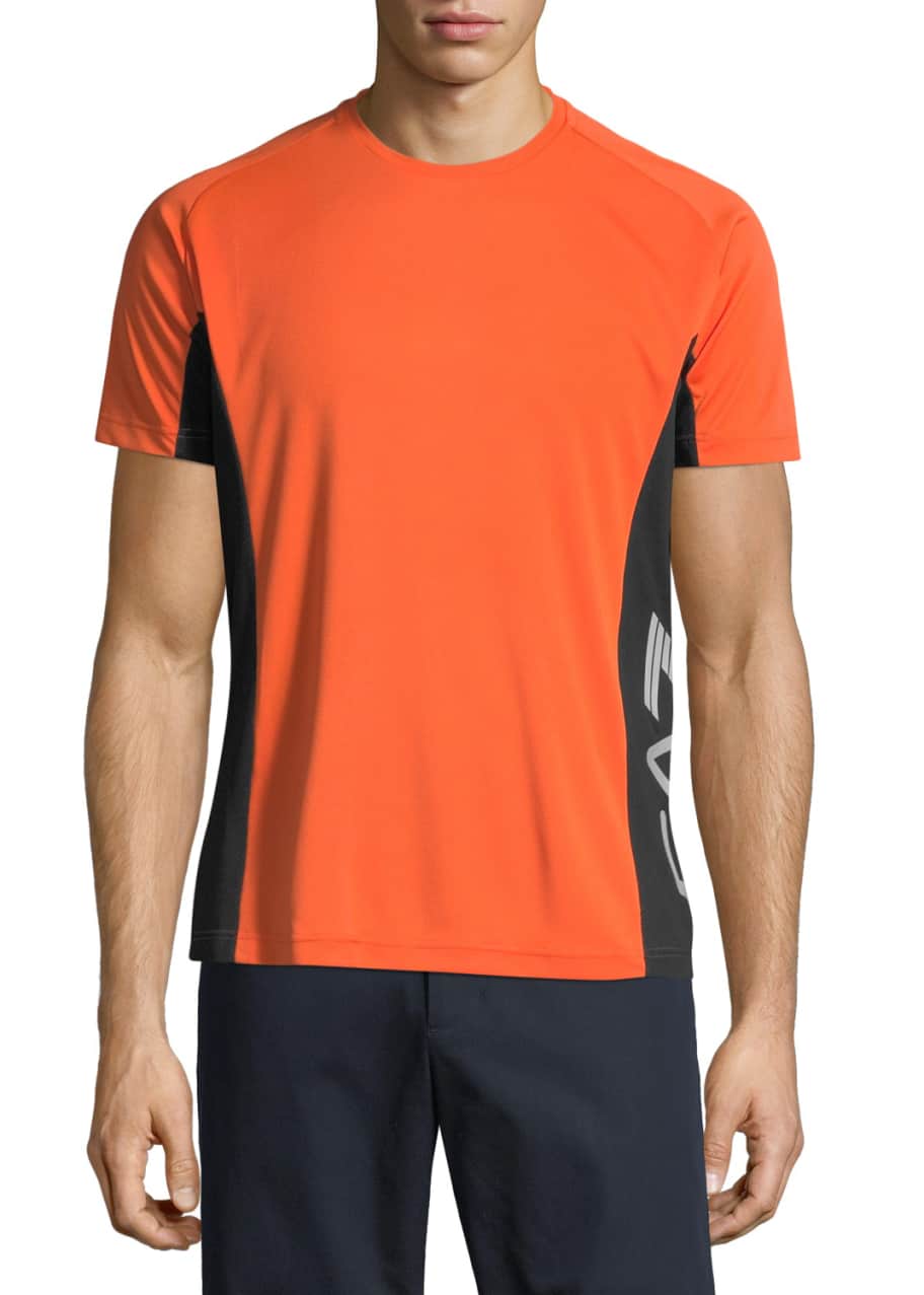 Emporio Armani Men's EA7 Ventus Logo-Trim Wicking T-Shirt, Orange ...