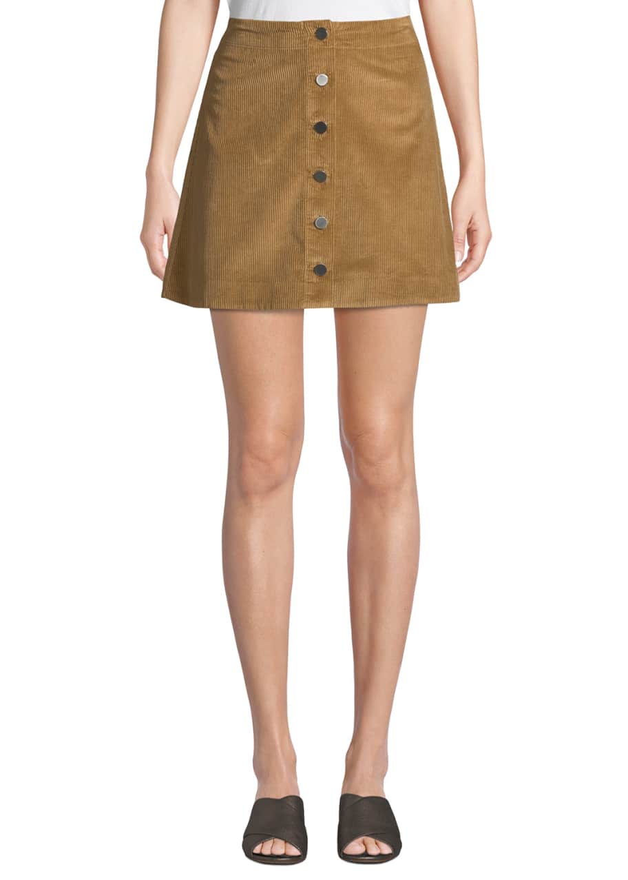 Button-front corduroy mini skirt top