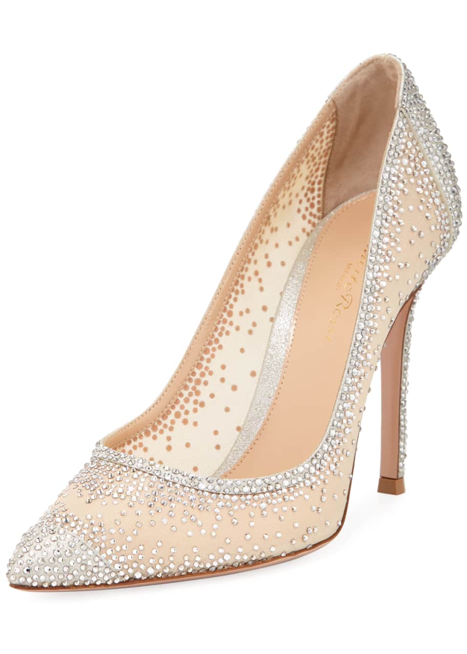 Gianvito Rossi Strass Pointed Metallic Pumps Bergdorf Goodman