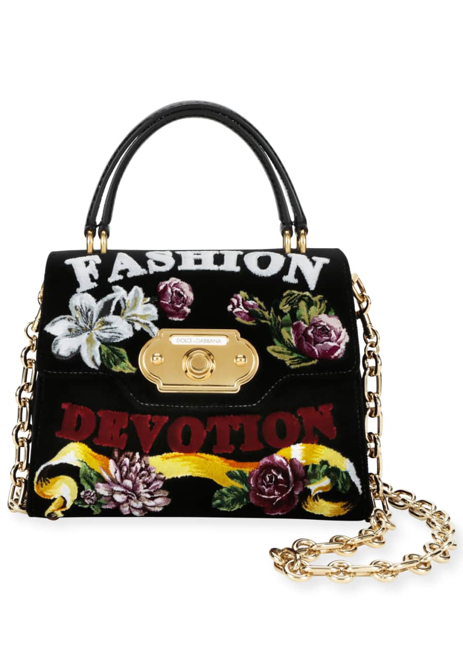 Image 1 of 1: Welcome "Fashion Devotion" Velvet Shoulder Bag