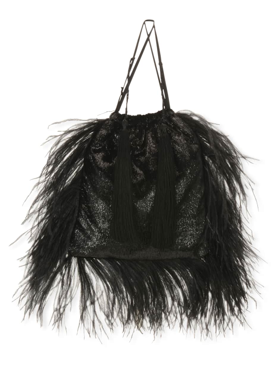 The Attico Velvet and Feathers Pouch Bag - Bergdorf Goodman