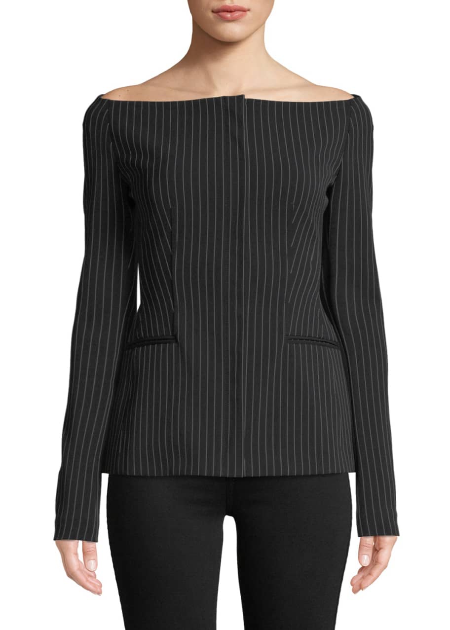 Theory Off the Shoulder Pinstripe Jacket Bergdorf Goodman