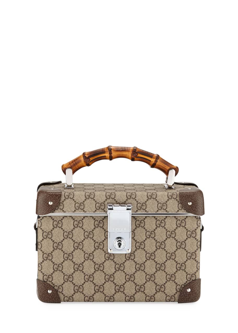 Gucci GG Canvas Beauty Train Case Bag with Bamboo Handle