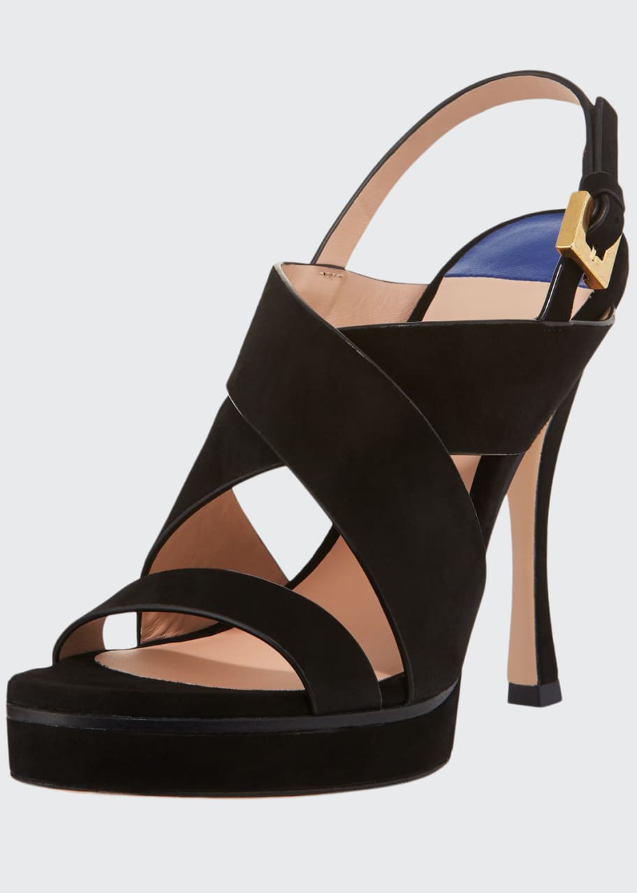 Stuart Weitzman Hester Suede Crisscross Platform Sandals