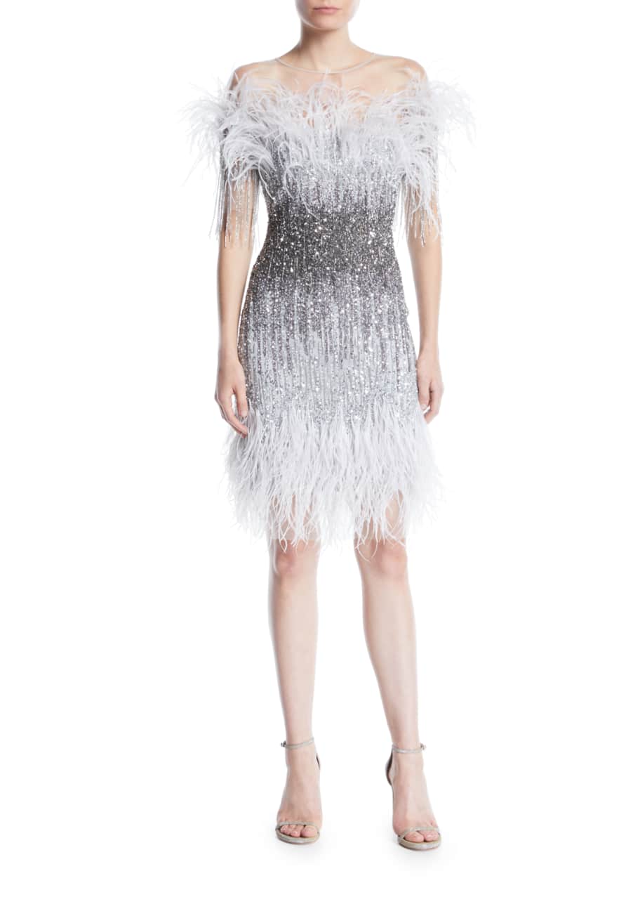 Ostrich feather cocktail dress cheap