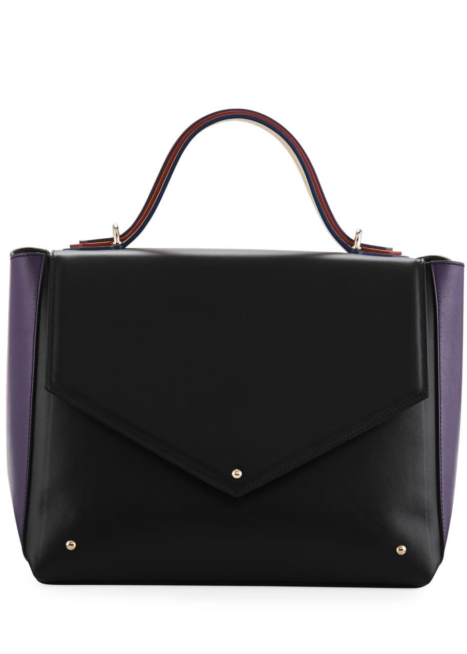 Image 1 of 1: Colorblock Leather School Bag