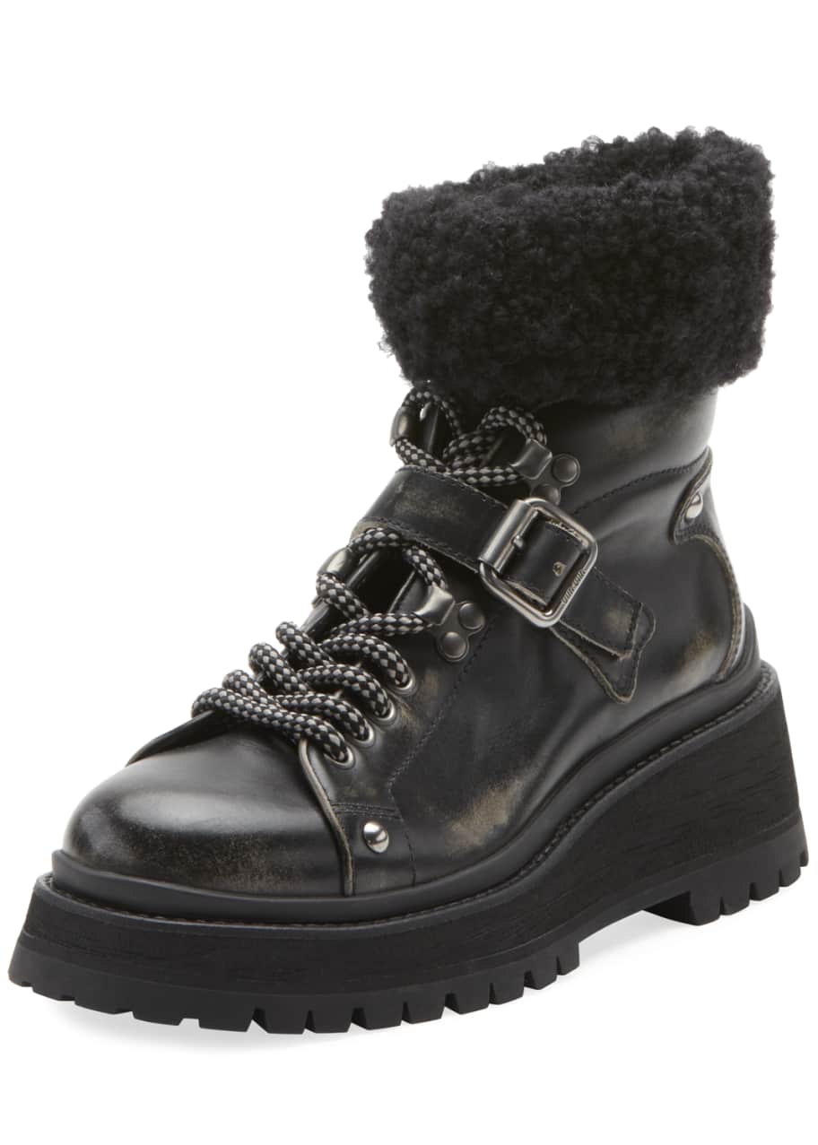 Miu Miu Lace-Up Boots with Buckle and Sock Detail - Bergdorf Goodman