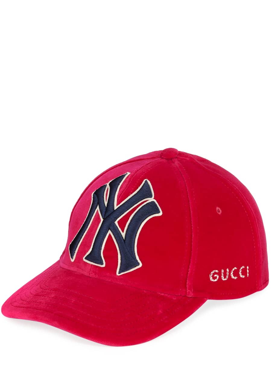 Gucci New York Yankees MLB Patch Velvet Baseball Hat Bergdorf