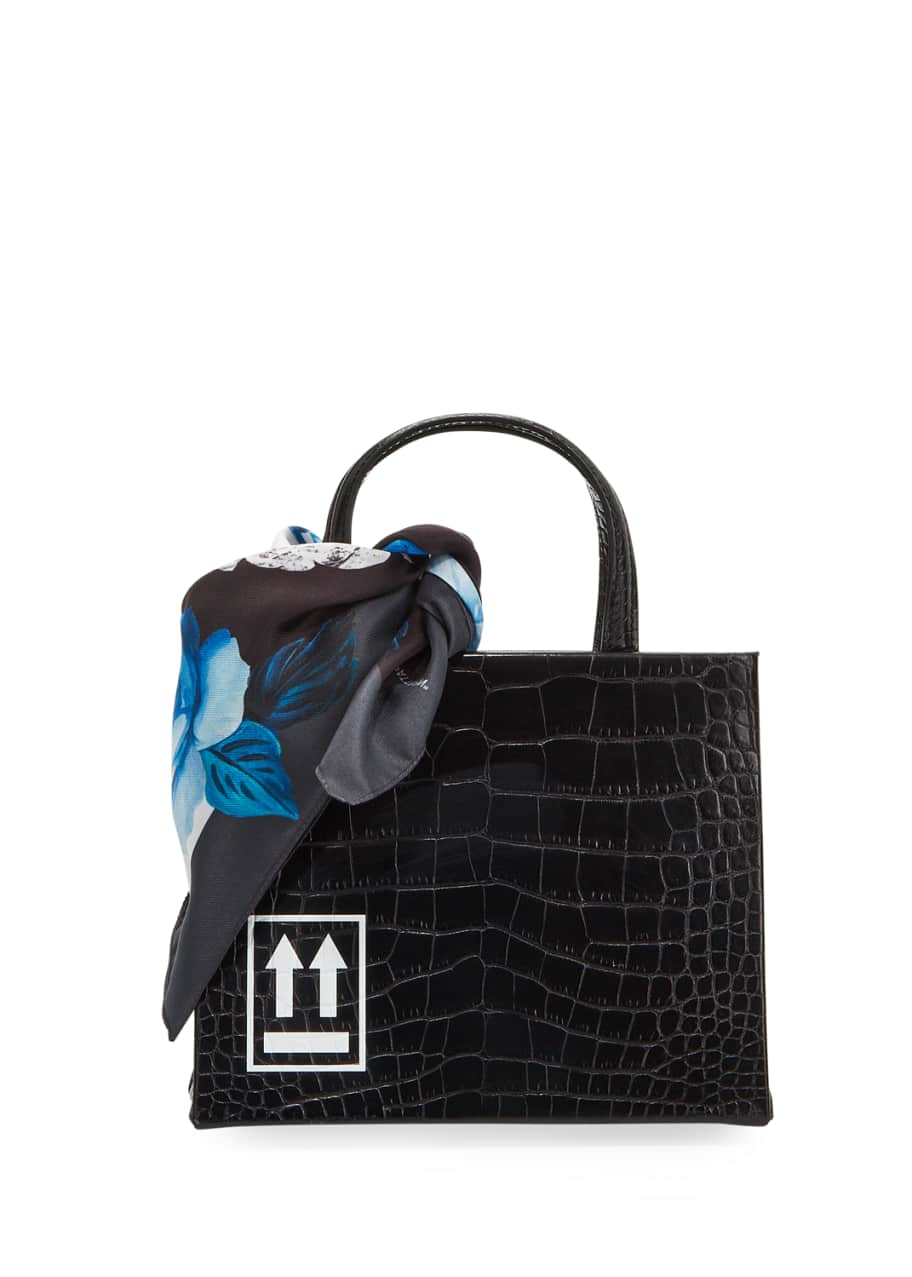 Off-White Croc- Embossed Mini Box Bag - Bergdorf Goodman