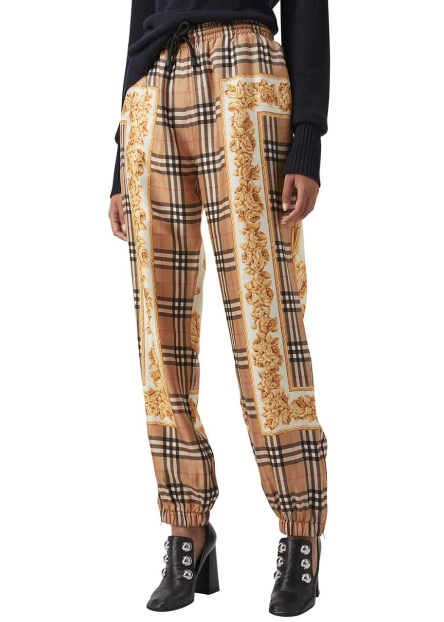 Burberry Yewbury Scarf-Print Silk Jogger Pants - Bergdorf Goodman