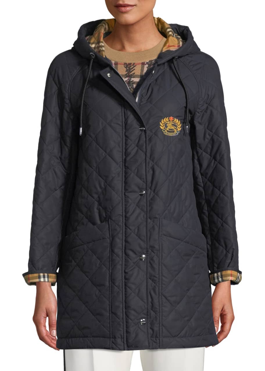 Burberry Roxwell Diamond-Quilted Hooded Parka Jacket - Bergdorf Goodman