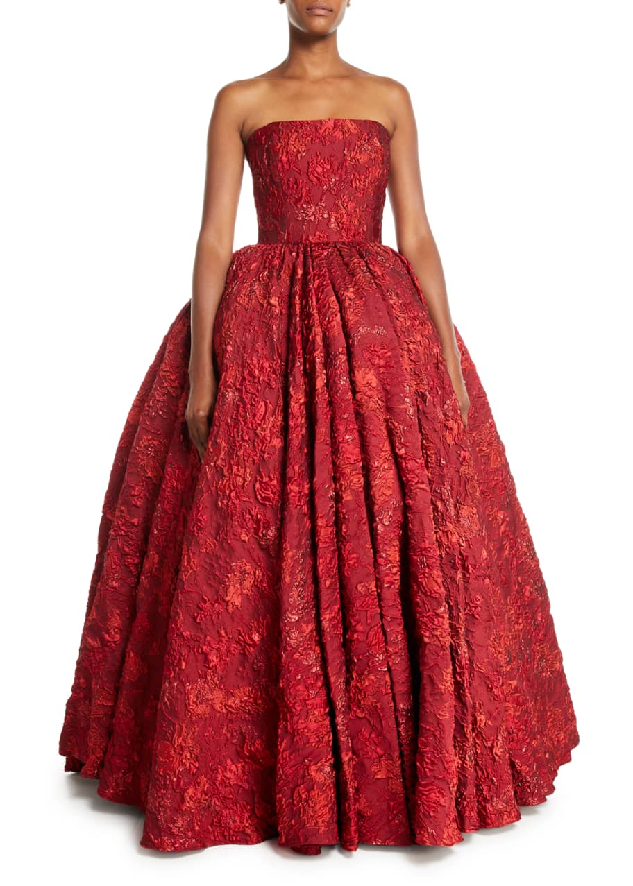 Badgley mischka red store ball gown