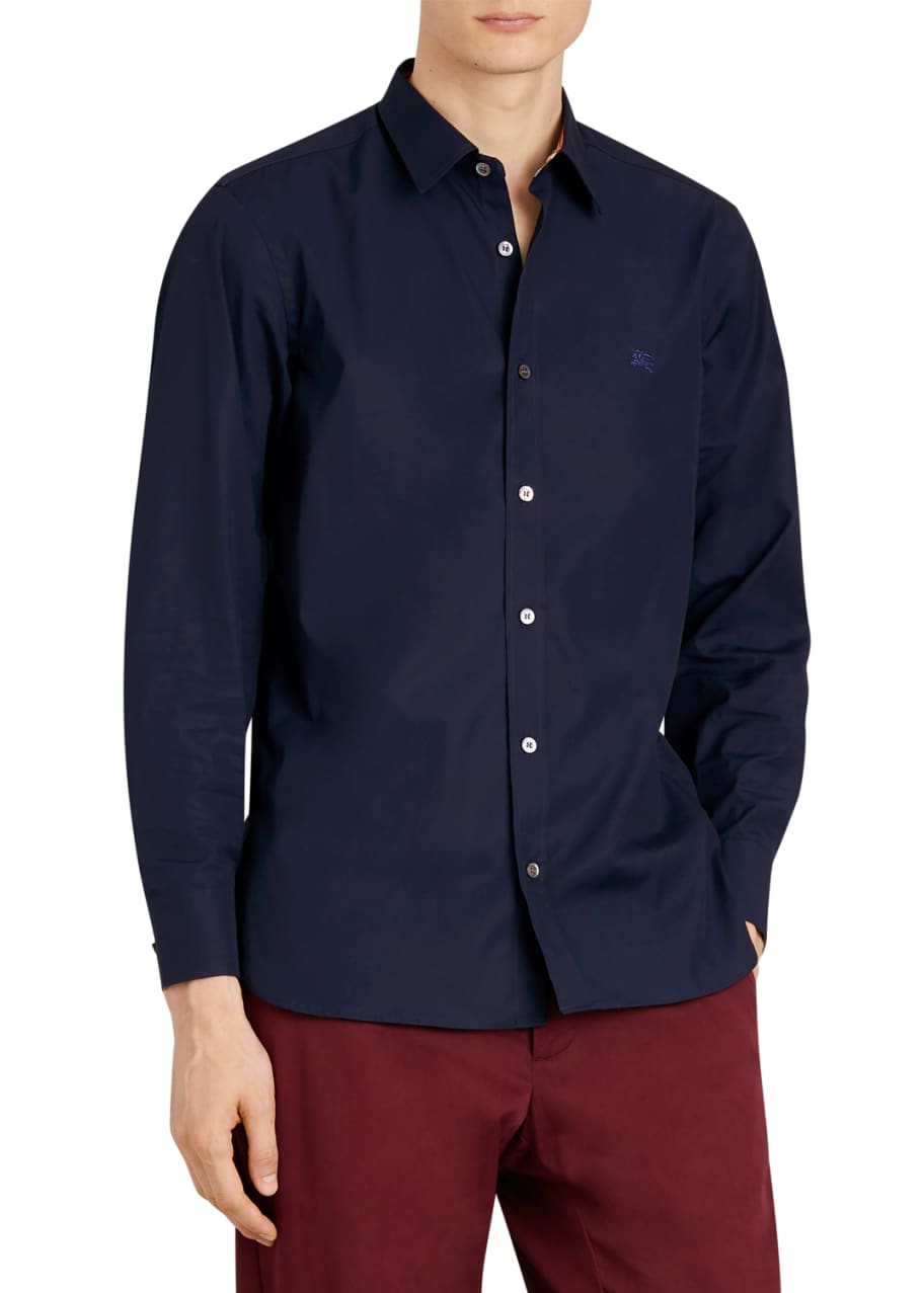 Men s William Long Sleeve Woven Shirt with Check Detail