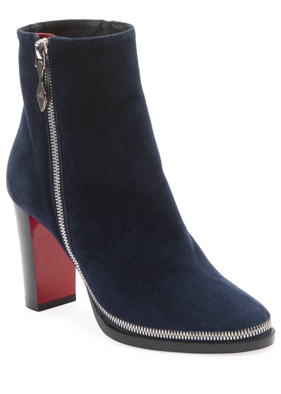 Christian Louboutin Telezip Suede Red Sole Booties - Bergdorf Goodman